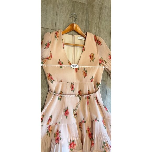 New ZIMMERMANN Fluted floral-print plissé-organza mini dress Size 3/ US 10 - Picture 11 of 14